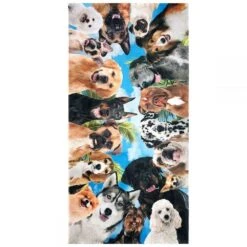 30" X 60" Dog Party Velour Beach Towel
