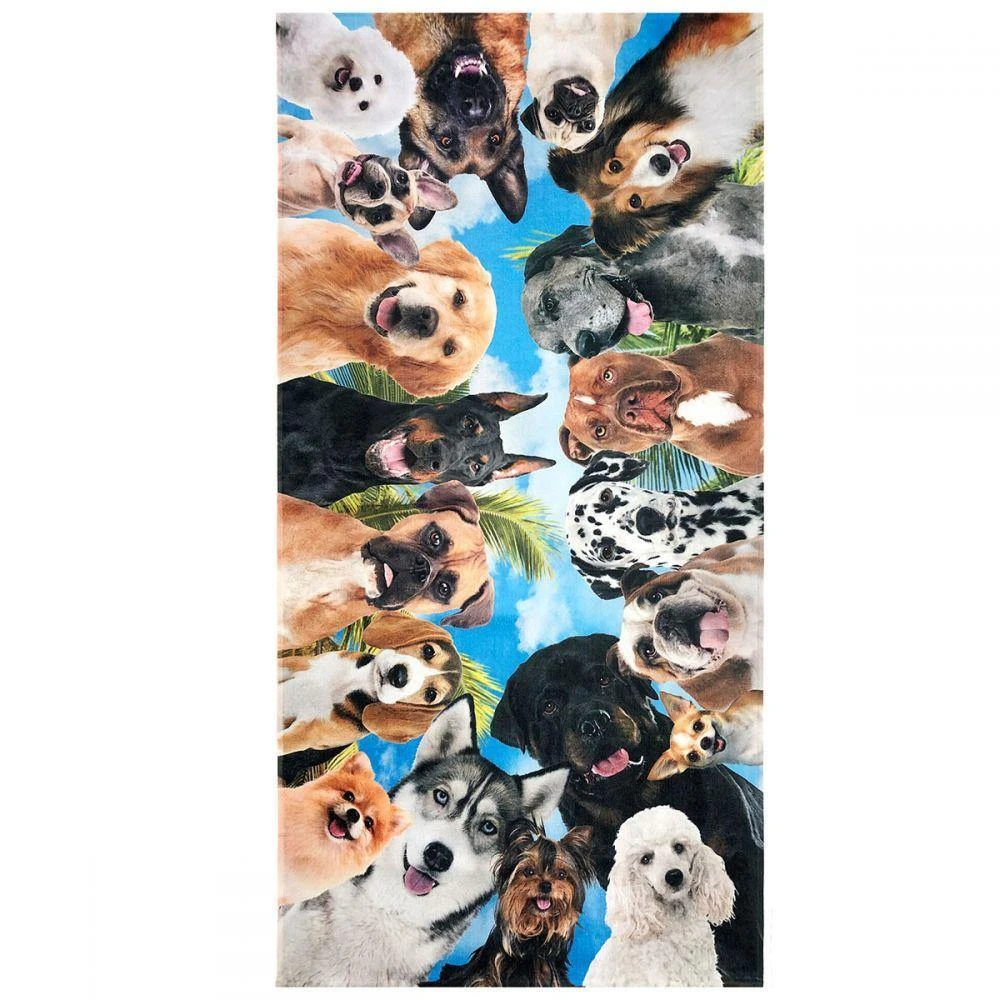 30" X 60" Dog Party Velour Beach Towel 1 30" X 60" Dog Party Velour Beach Towel