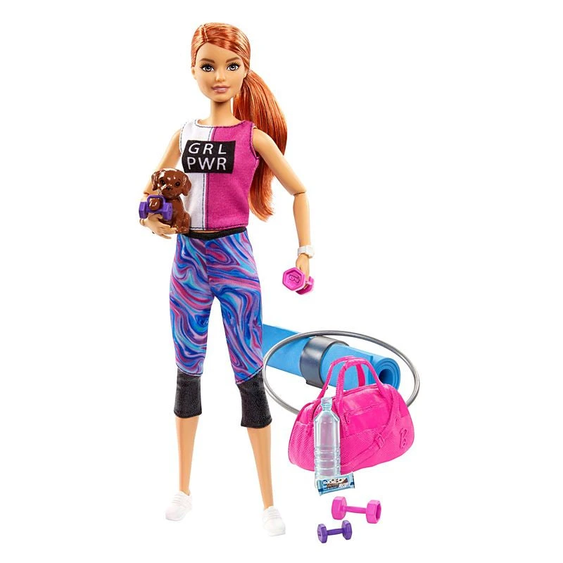 Barbie Fitness Doll, Red-Haired, And 9 Accessories 1 Barbie Fitness Doll, Red-Haired, And 9 Accessories