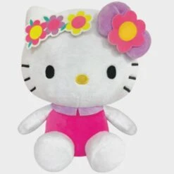 8.5" Hello Kitty Stuffed Plush With Flower Headband