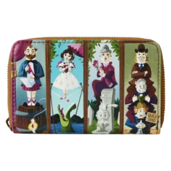 LOUNGEFLY Haunted Mansion Stretching Room Portraits Glow Zip Around Wallet