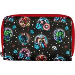 LOUNGEFLY Avengers Floral Tattoo Zip Around Wallet -Toys Gift Store avengers floral tattoo zip around wallet 5 33074490179768