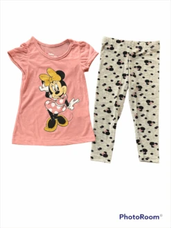 Baby Minnie Mouse Pink Shirt And Grey Polka Dot Pants Set