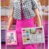 Barbie Interior Design Fashion Doll, Pink Dress & Houndstooth Jacket, Prosthetic Leg & Blonde Hair