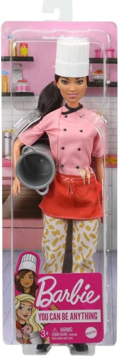 Barbie Pasta Chef Fashion Doll, Brunette With White Hat, Macaroni Pants, Pot & Pasta Accessories