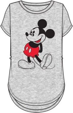 Classic Pose Mickey Mouse Grey Shirt Tail Tee For Women