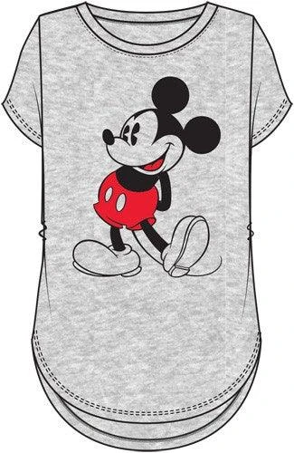 Classic Pose Mickey Mouse Grey Shirt Tail Tee For Women 1 Classic Pose Mickey Mouse Grey Shirt Tail Tee For Women