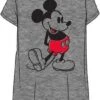 Crew Neck Tee W/Sleeves Gray Mickey Mouse