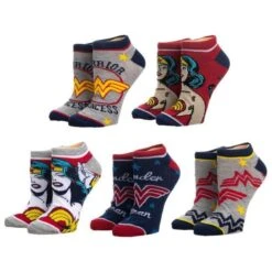 Bioworld Dc Comics Wonder Woman Ladies 5 Pair Ankle Socks