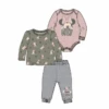 Disney Baby Girl Minnie Mouse "Hey" 3 Piece Jogger Set