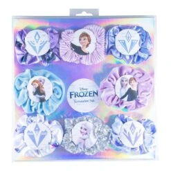 Disney Frozen 8 Pcs Assorted Hair Scrunchies- Hair Ties - Hair Accessories For Girls