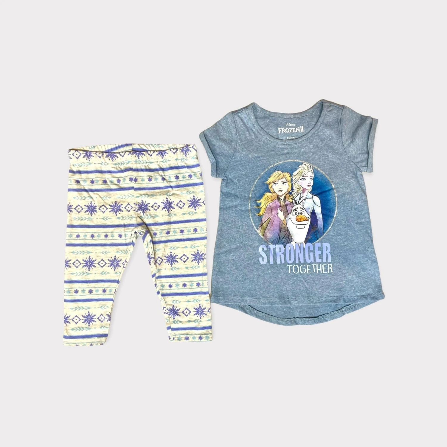 Disney Girl's 2-Pack Frozen Tee Shirt And Capri Leggings Set 1 Disney Girl's 2-Pack Frozen Tee Shirt And Capri Leggings Set