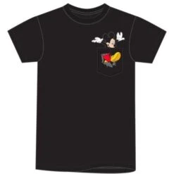 Disney Mens Pocket Mickey Kicking Tee, Black