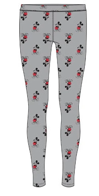 Disney Mickey Mouse AOP Juniors' Stretch Fit Soft Gray Leggings