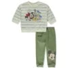 Disney Mickey Mouse Baby Boys' 2-Piece Joggers Set Outfit - Cream/green (Infant)