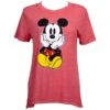 Disney Mickey Mouse Front And Back Juniors Fitted Red T-Shirt