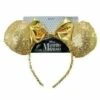 Disney Minnie Mouse Gold Sequin Ear Headband With Bow