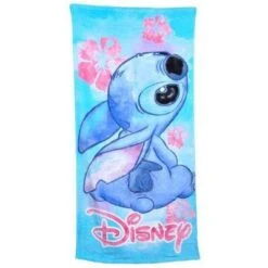 Disney Stitch Floral Cotton Bath And Beach Towel Blue 58x28 Lilo