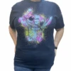 Disney Stitch Neon Paint Splatter Unisex Adult T-Shirt Navy