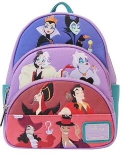 LOUNGEFLY Disney Villains Color Block Triple Pocket Mini Backpack