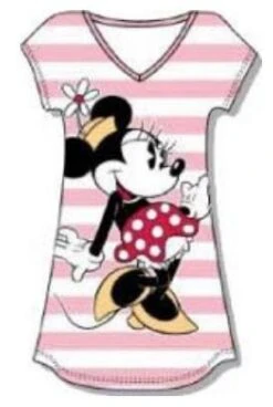 Disney Women's Pink And White Minnie Dorm Shirt