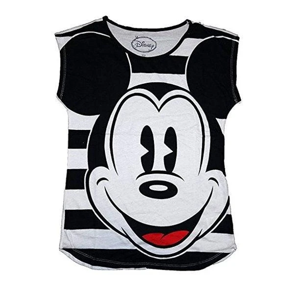 Disney Womens' Classic Mickey Mouse Face Striped P.J. Shirt 1 Disney Womens' Classic Mickey Mouse Face Striped P.J. Shirt
