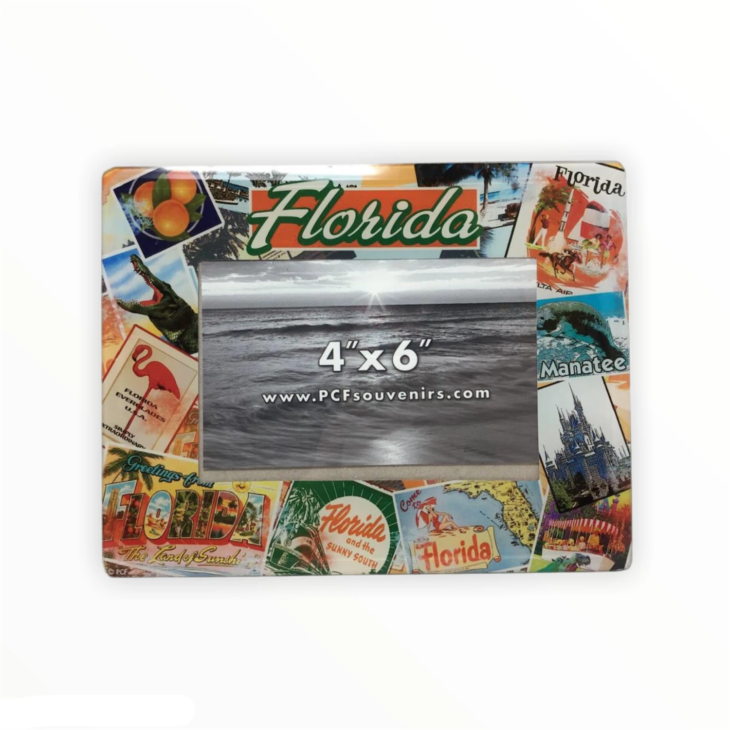 Florida Retro Glass Photo Frame 4x6" 1 Florida Retro Glass Photo Frame 4x6"