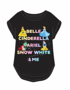 Girls Disney Princess Crew Rolled Cuff Hi Low Tee