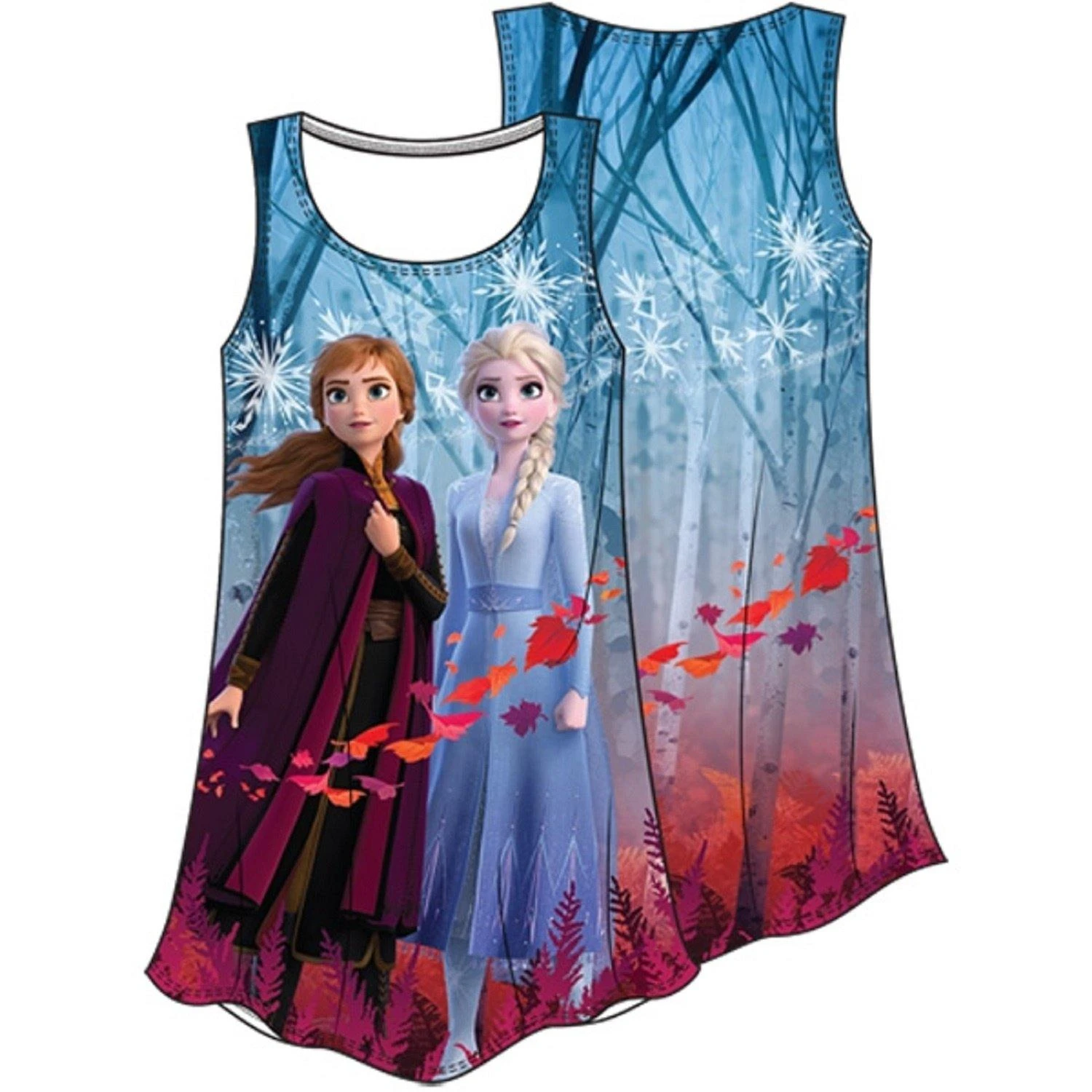Girls Frozen II Anna Elsa Fall Sublimated Dress 1 Girls Frozen II Anna Elsa Fall Sublimated Dress