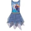 Girls Frozen II Anna Elsa Nature Dress, Blue Purple