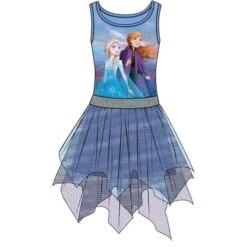 Girls Frozen II Anna Elsa Nature Dress, Blue Purple