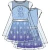 Girls Frozen II Water Nokk Sparkle Cape Dress, Blue Purple