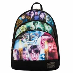 LOUNGEFLY Harry Potter Trilogy Triple Pocket Mini Backpack