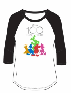 Junior Disney 100 Years Of Wonder Raglan 3/4 Sleeve Tee