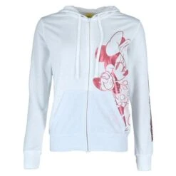 Junior Zip Up Hoodie Hey There Minnie, Pink White