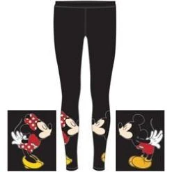 Juniors Mickey And Minnie Mouse Kissing Leggings Stretch Black