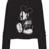 Mickey Mouse Black Plaid Cropped Junior Hoodie