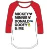 Mickey Mouse Shirt For Women, 3/4 Length Sleeve Baseball Tee