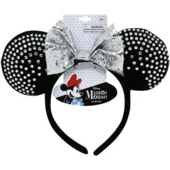 Minnie Ears Headband With Rhinestones Black With Silver