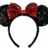 Minnie Ears Sequin Headband With Red Bow