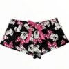 Minnie Black Pajama Shorts Pink Satin Drawstring