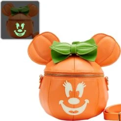 LOUNGEFLY Minnie Mouse Glow In The Dark Pumpkin Crossbody Bag
