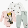 Minnie Mouse Jogger Set - 3 Piece Bodysuit, Long Sleeve Shirt Fleece Pant Set