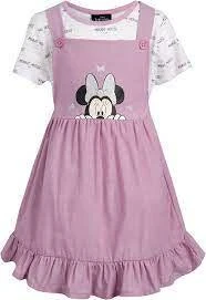 Minnie Mouse Overall Dress- 2 Piece Jumper & Cotton Short Sleeve T-Shirt