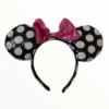 Adults Minnie Polka Dot Ears Pink Sequin Bow Headband