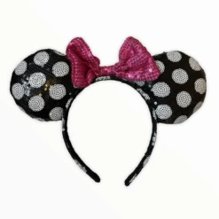 Adults Minnie Polka Dot Ears Pink Sequin Bow Headband