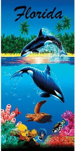 Orca In Paradise Florida Beach Towel 30" X 60"
