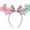 LOUNGEFLY Pastel Ghost Mickey And Minnie Mouse Glow Ear Headband