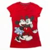 Red Mickey And Minnie Hugging Women's Sleep Top