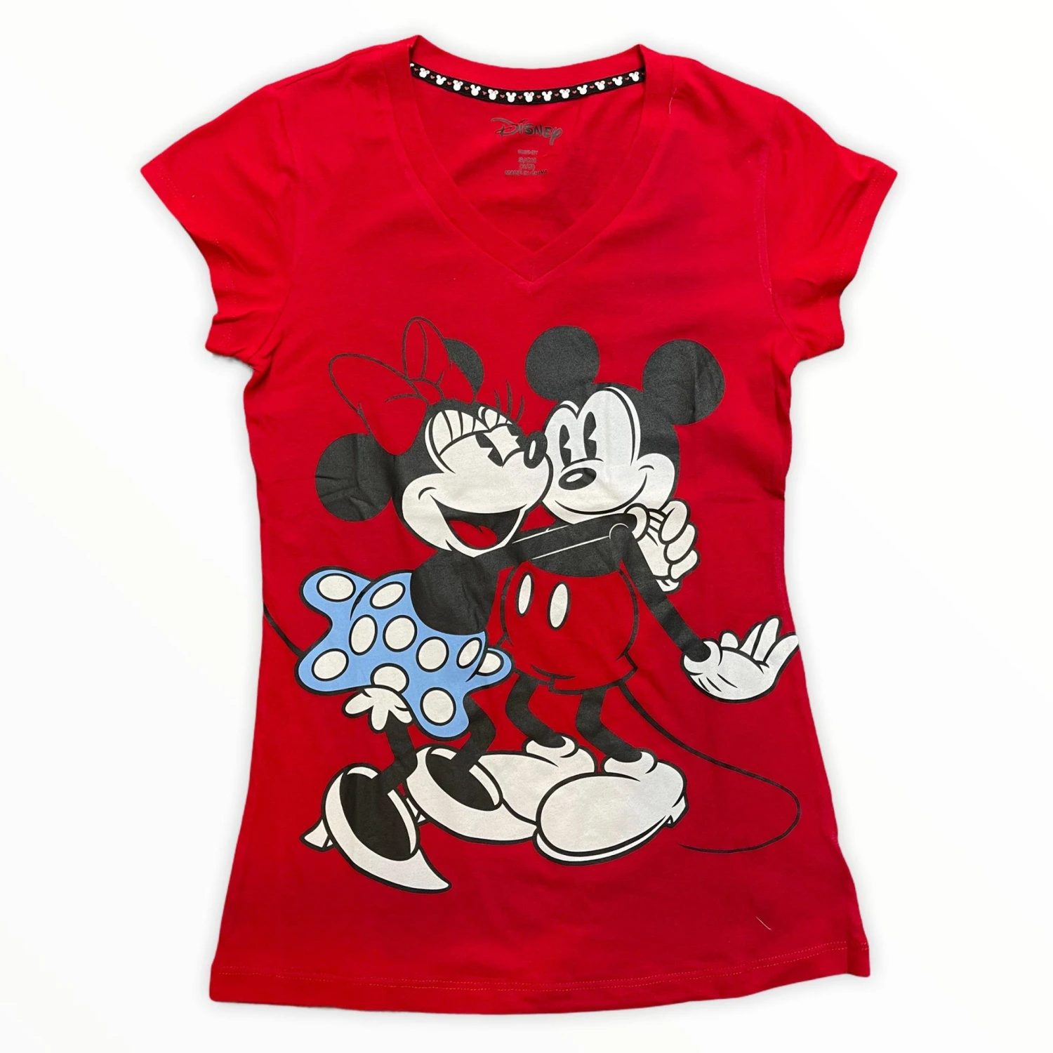 Red Mickey And Minnie Hugging Women's Sleep Top 1 Red Mickey And Minnie Hugging Women's Sleep Top